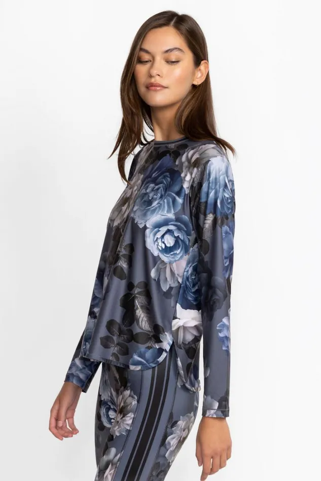 Women Grey Peony Oversize Crop Long Sleeve Tee Grey Peony Johnny Was Tops Women Grey Peony Oversize Crop Long Sleeve Tee Grey Peony Johnny Was Tops
