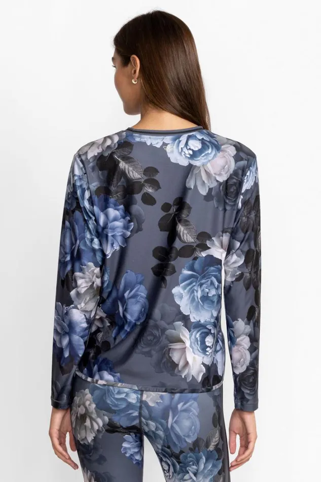 Women Grey Peony Oversize Crop Long Sleeve Tee Grey Peony Johnny Was Tops Women Grey Peony Oversize Crop Long Sleeve Tee Grey Peony Johnny Was Tops