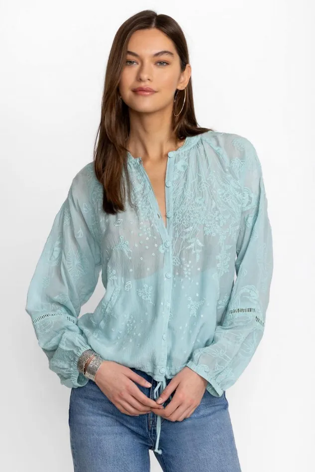 Women GWYN MEADOW JACKET Marine Blue Johnny Was Outerwear