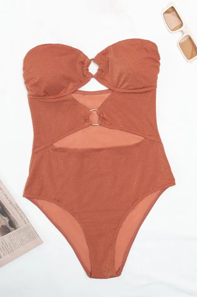 Women Halter and Lace Up Swimsuits Cupshe Brook Oring Halter Cutout One Piece Swimsuit Orange
