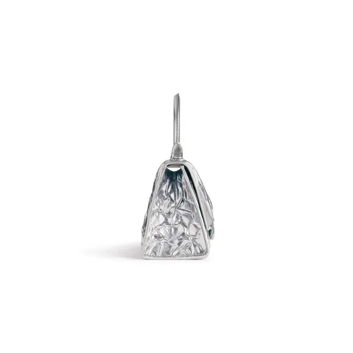 Women Handbags Balenciaga Hourglass Small Handbag Crushed Effect In Silver