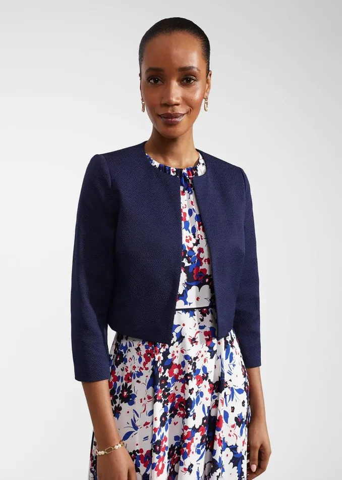 Women HOBBS Coats and Jackets Elize Textured Jacket Midnight Navy