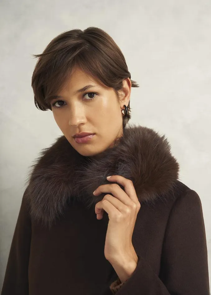 Women HOBBS Coats and Jackets Livia Wool Coat With Faux Fur Alder Brown
