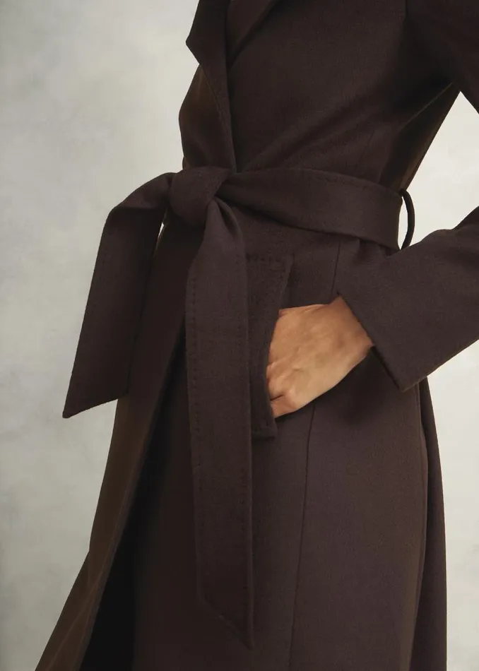 Women HOBBS Coats and Jackets Livia Wool Coat With Faux Fur Alder Brown