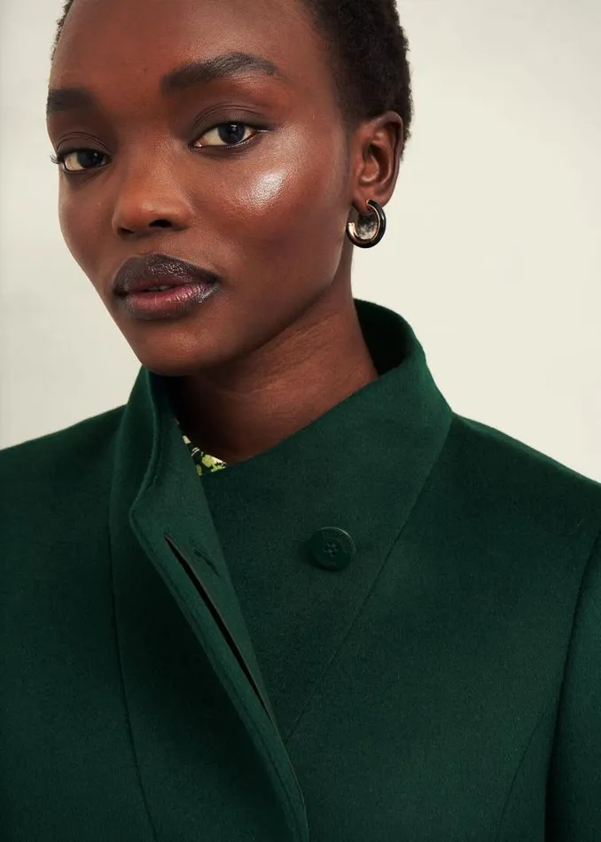 Women HOBBS Coats and Jackets Petite Marissa Wool Coat Bay Green