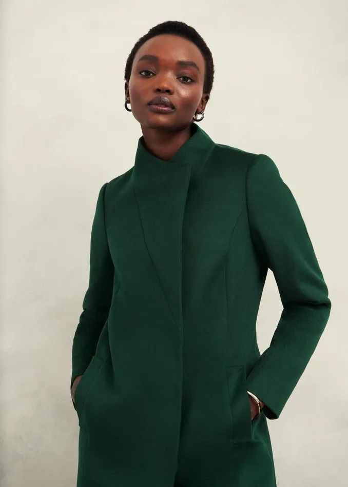 Women HOBBS Coats and Jackets Petite Marissa Wool Coat Bay Green