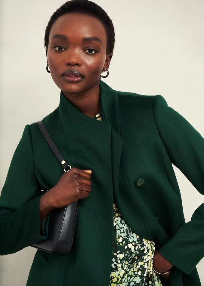 Women HOBBS Coats and Jackets Petite Marissa Wool Coat Bay Green