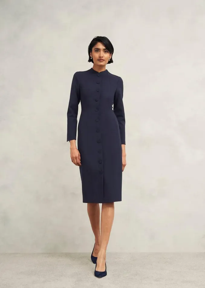 Women HOBBS Dresses and Jumpsuits Berkeley Dress With Wool Navy