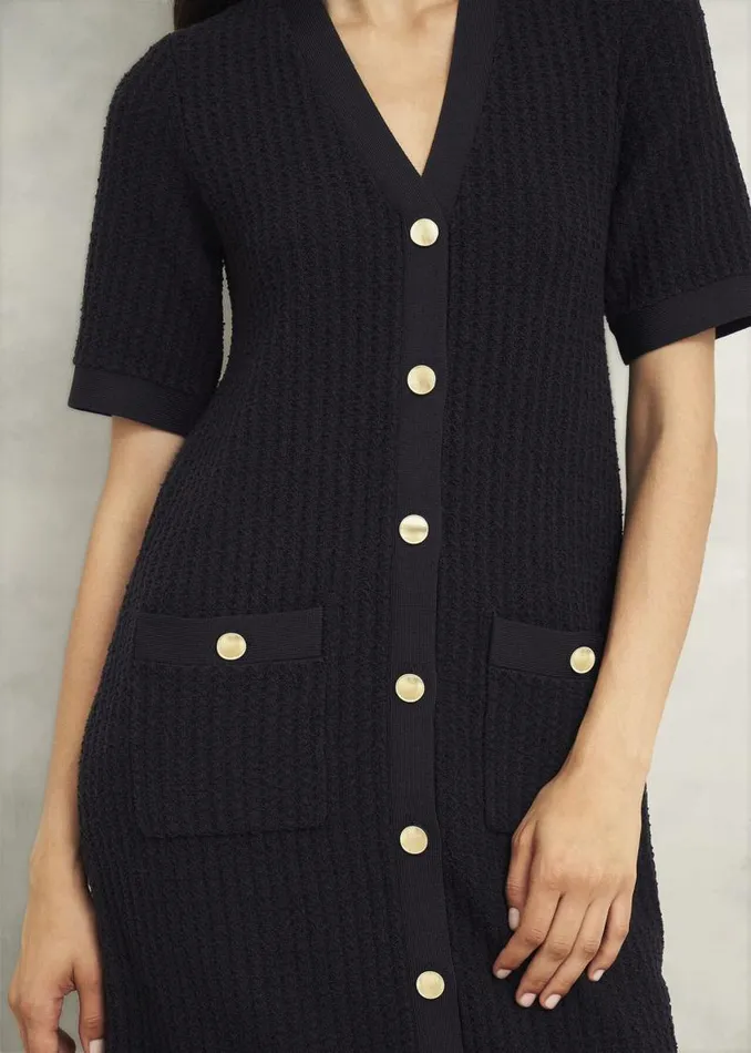 Women HOBBS Dresses and Jumpsuits Tatton Cotton Blend Knitted Dress Black