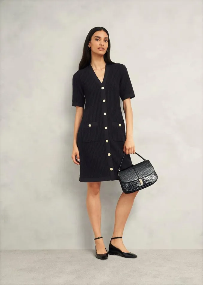 Women HOBBS Dresses and Jumpsuits Tatton Cotton Blend Knitted Dress Black
