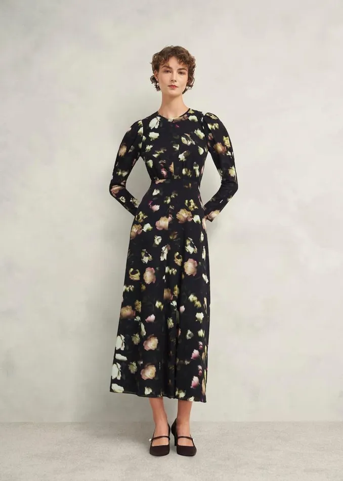 Women HOBBS Dresses and Jumpsuits Windermere Silk Dress Black Multi