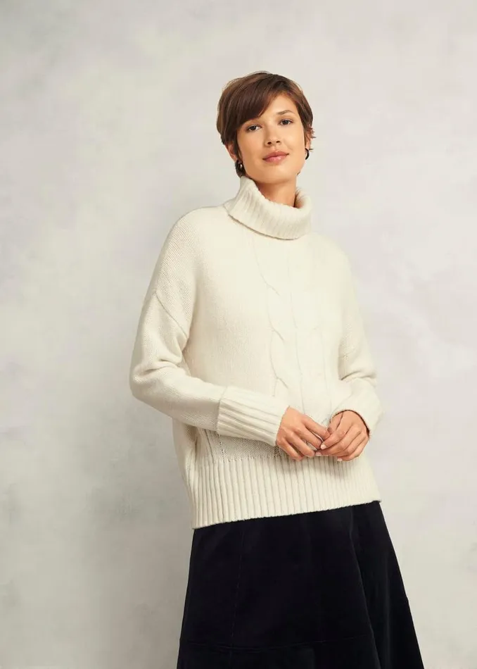 Women HOBBS Jumpers and Cardigans Ember Cable Jumper With Alpaca Warm Ivory