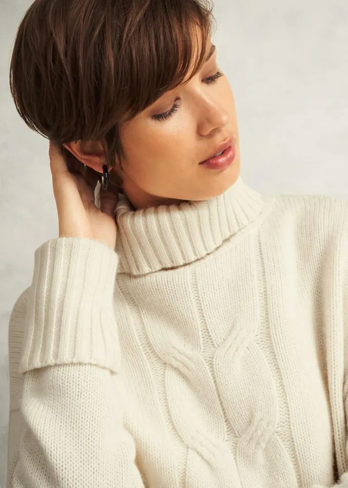 Women HOBBS Jumpers and Cardigans Ember Cable Jumper With Alpaca Warm Ivory
