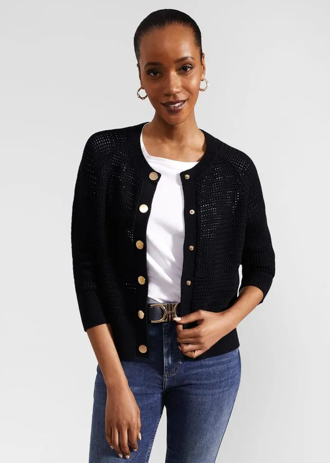 Women HOBBS Jumpers and Cardigans Florentina Cotton Cardigan Hobbs Navy