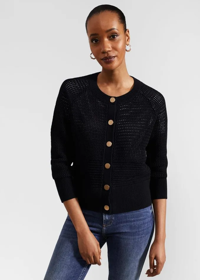 Women HOBBS Jumpers and Cardigans Florentina Cotton Cardigan Hobbs Navy
