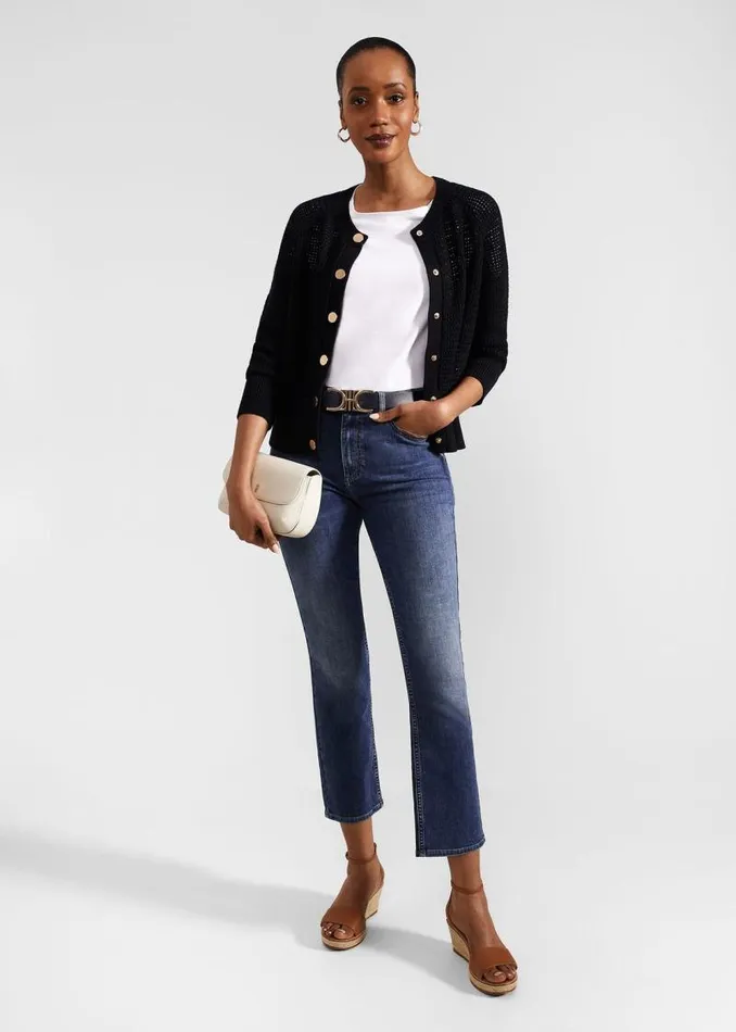 Women HOBBS Jumpers and Cardigans Florentina Cotton Cardigan Hobbs Navy