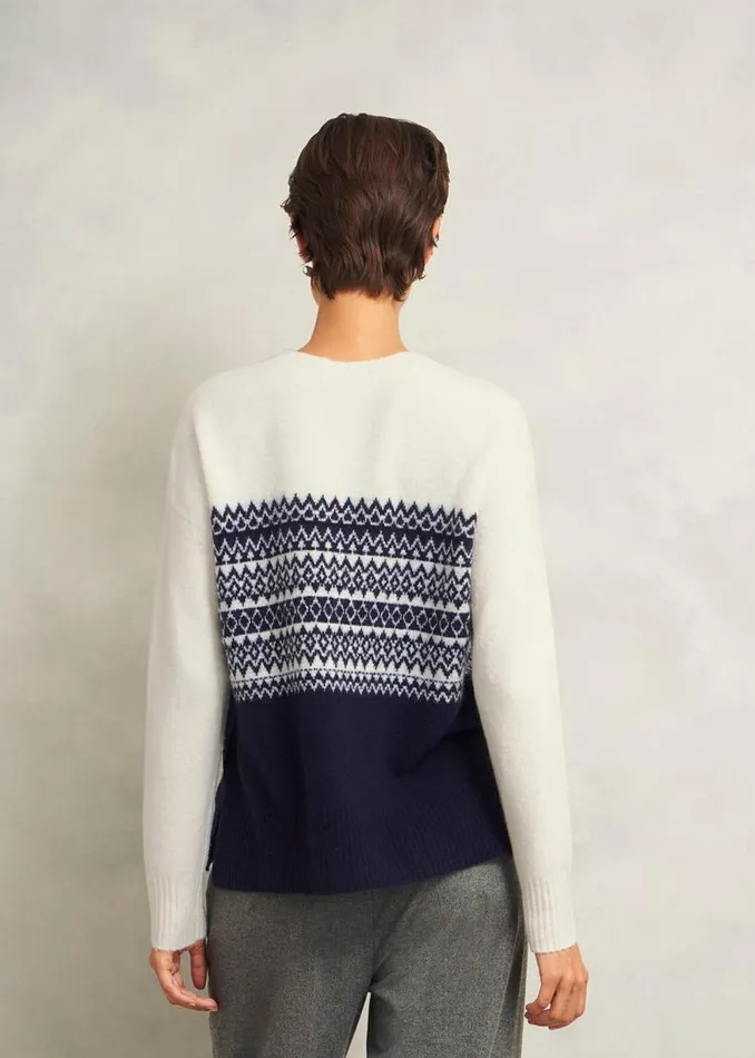 Women HOBBS Jumpers and Cardigans Lorrie Fairisle Jumper With Alpaca Ivory Navy