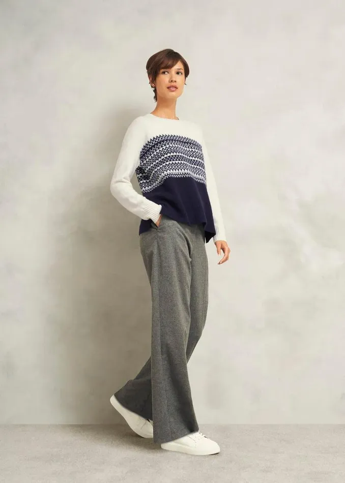 Women HOBBS Jumpers and Cardigans Lorrie Fairisle Jumper With Alpaca Ivory Navy