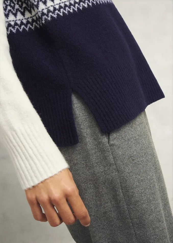 Women HOBBS Jumpers and Cardigans Lorrie Fairisle Jumper With Alpaca Ivory Navy