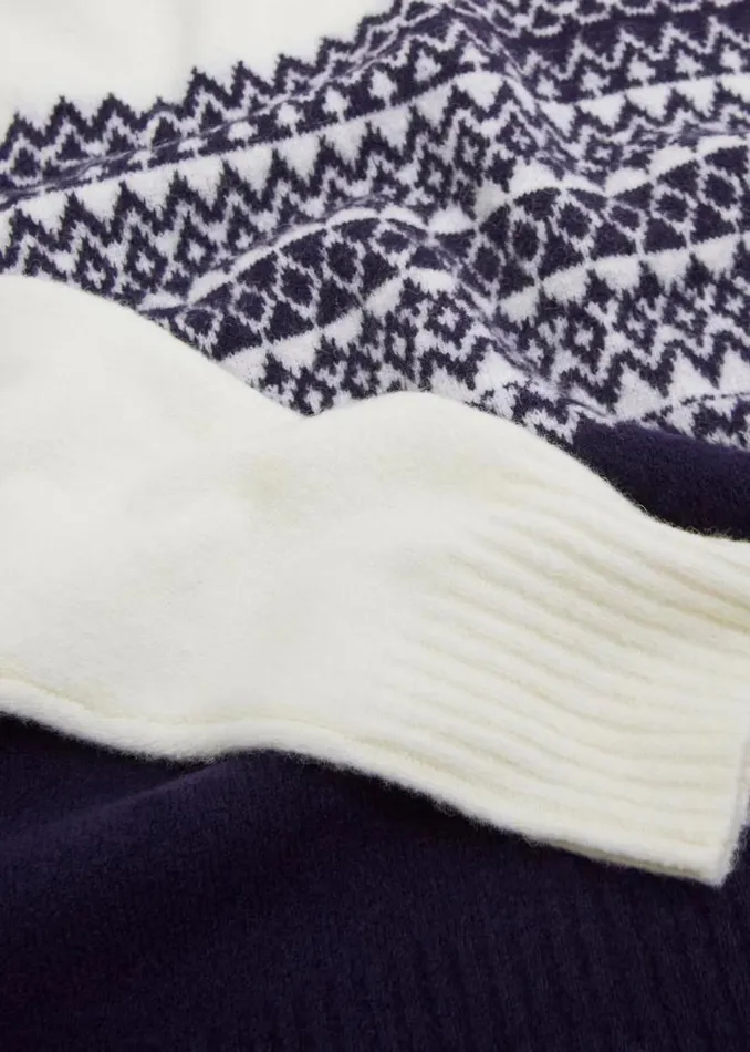 Women HOBBS Jumpers and Cardigans Lorrie Fairisle Jumper With Alpaca Ivory Navy