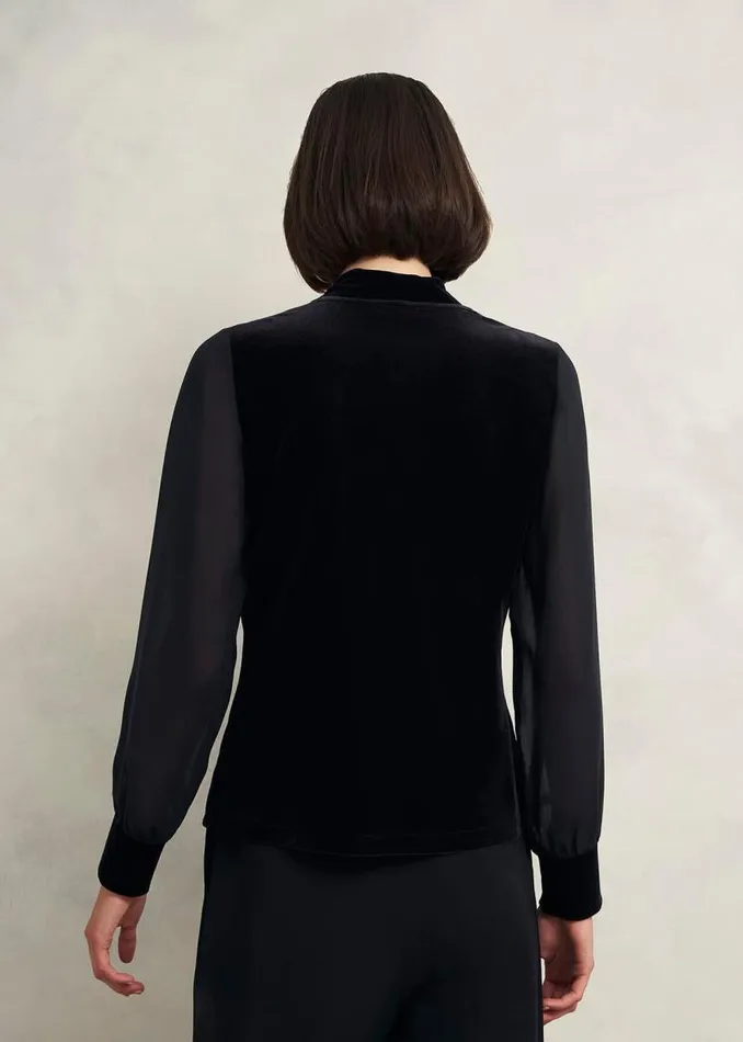Women HOBBS Tops Aimee Velvet Top Black