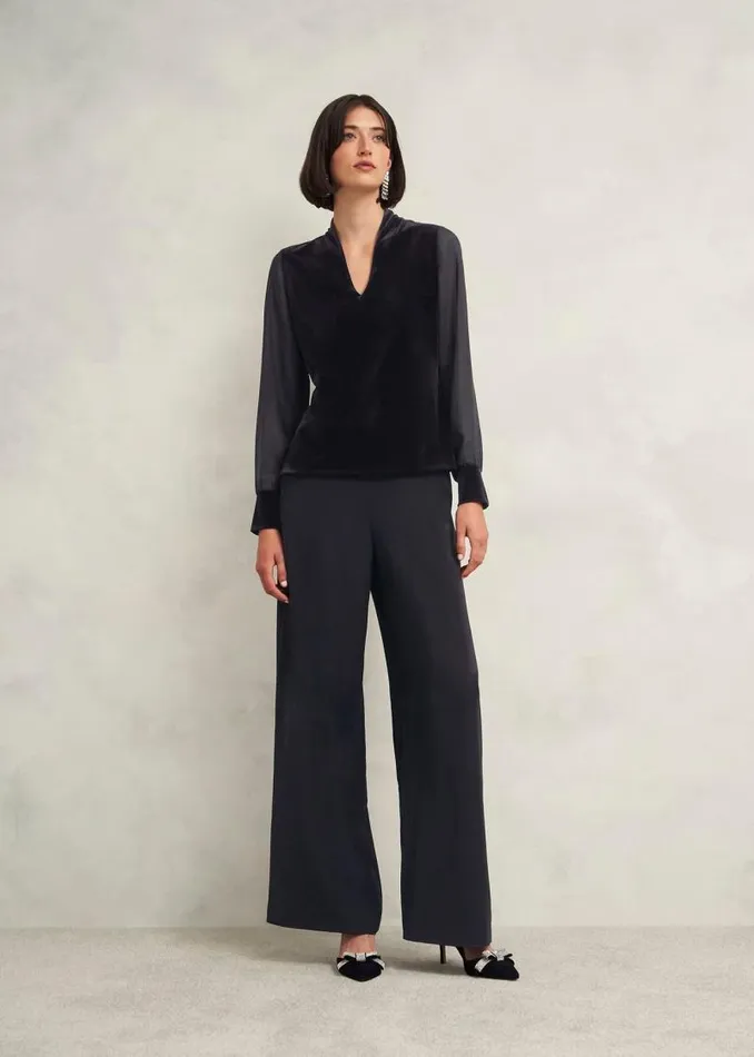 Women HOBBS Tops Aimee Velvet Top Black