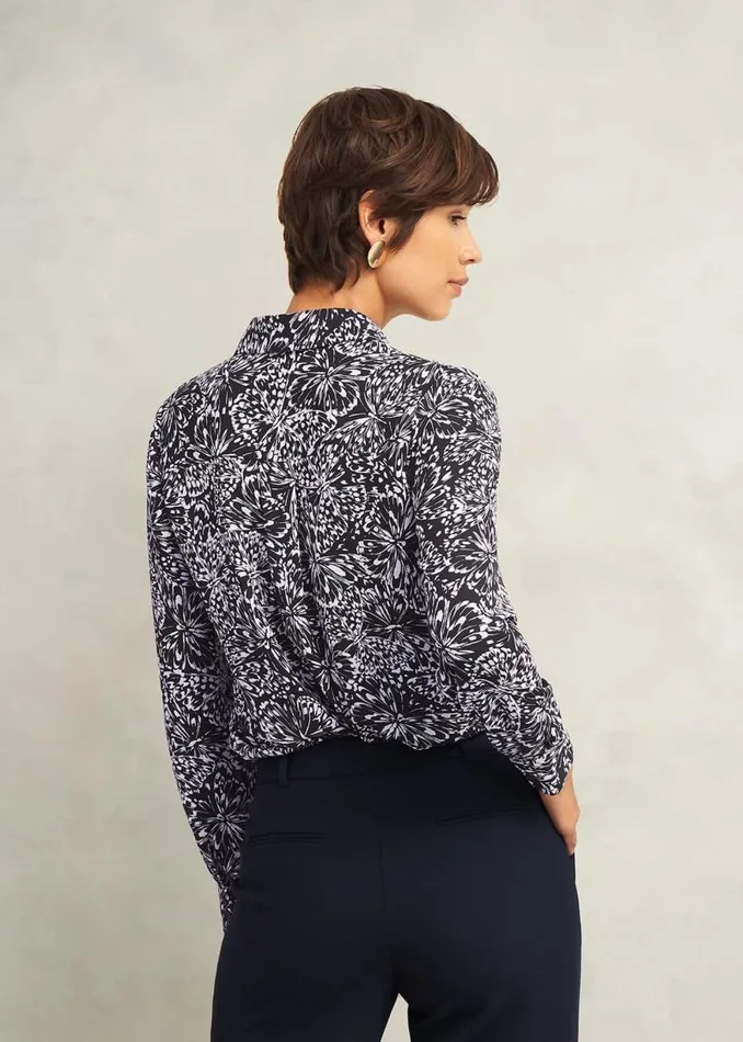 Women HOBBS Tops Astraea Shirt Navy Ivory