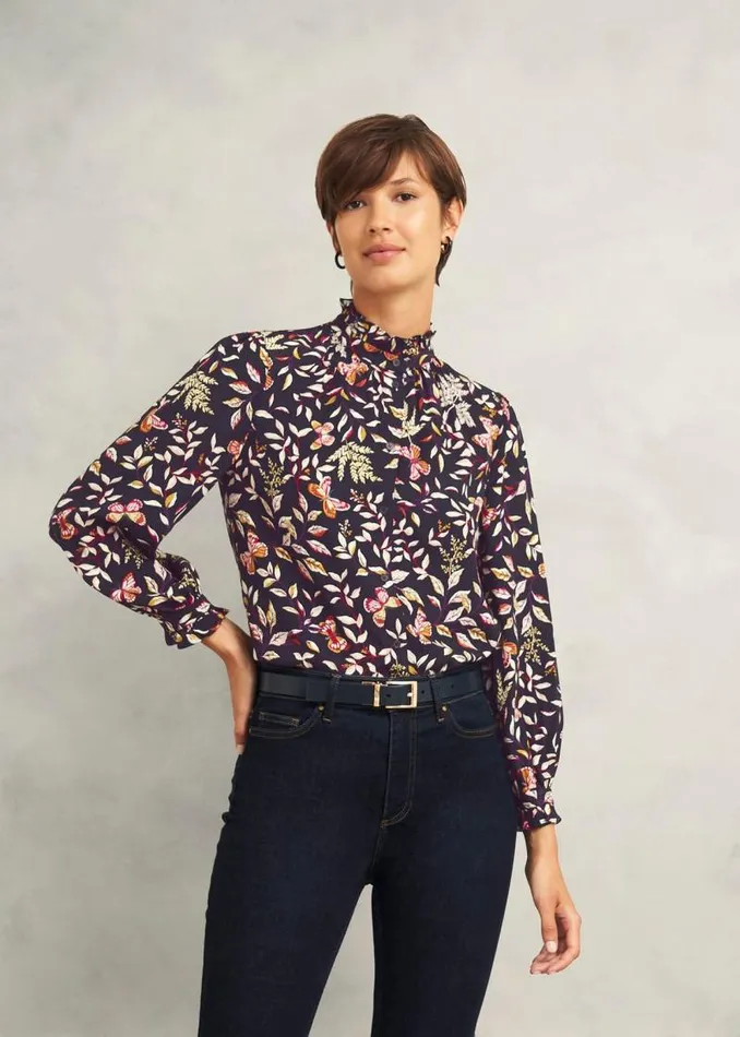 Women HOBBS Tops Elspeth Blouse Navy Multi