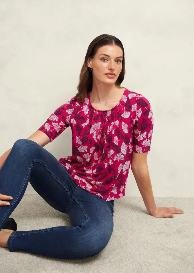 Women HOBBS Tops Jacqueline Printed Top Pink Multi