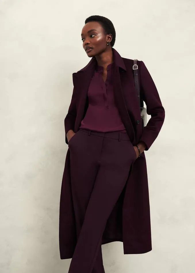 Women HOBBS Tops Jade Satin Blouse Warm Plum