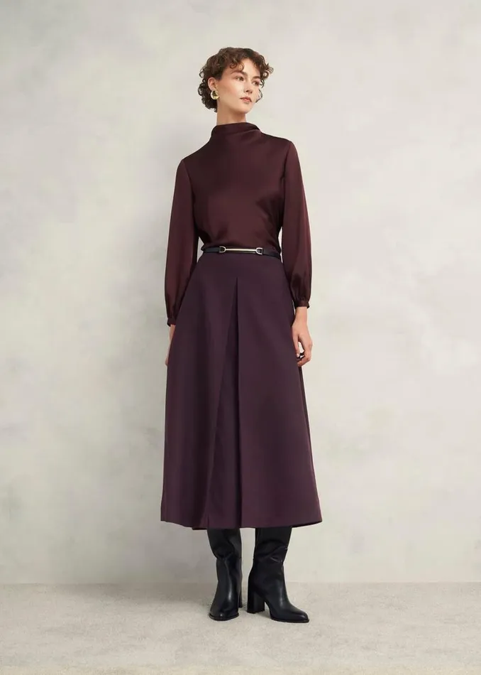 Women HOBBS Tops Lulworth Satin Blouse Cocoa Brown
