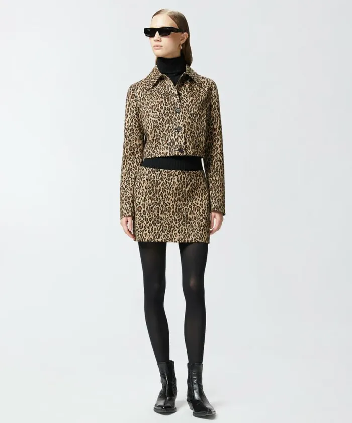 Women Jackets Pinko Short Leopardprint Jacket With Pockets Multi Beigeblack Women Jackets Pinko Short Leopardprint Jacket With Pockets Multi Beigeblack