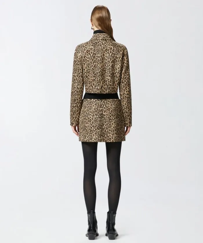 Women Jackets Pinko Short Leopardprint Jacket With Pockets Multi Beigeblack Women Jackets Pinko Short Leopardprint Jacket With Pockets Multi Beigeblack