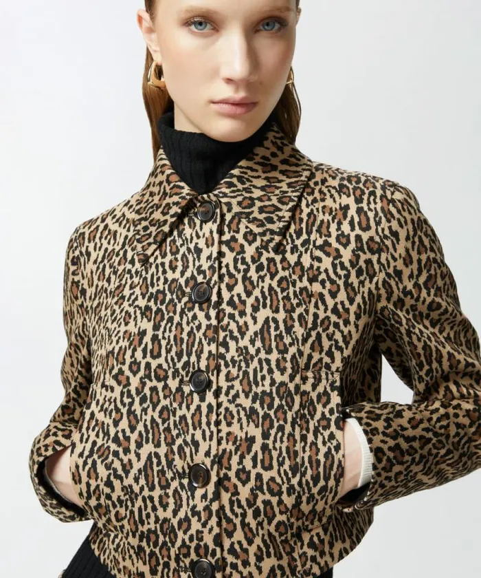 Women Jackets Pinko Short Leopardprint Jacket With Pockets Multi Beigeblack Women Jackets Pinko Short Leopardprint Jacket With Pockets Multi Beigeblack