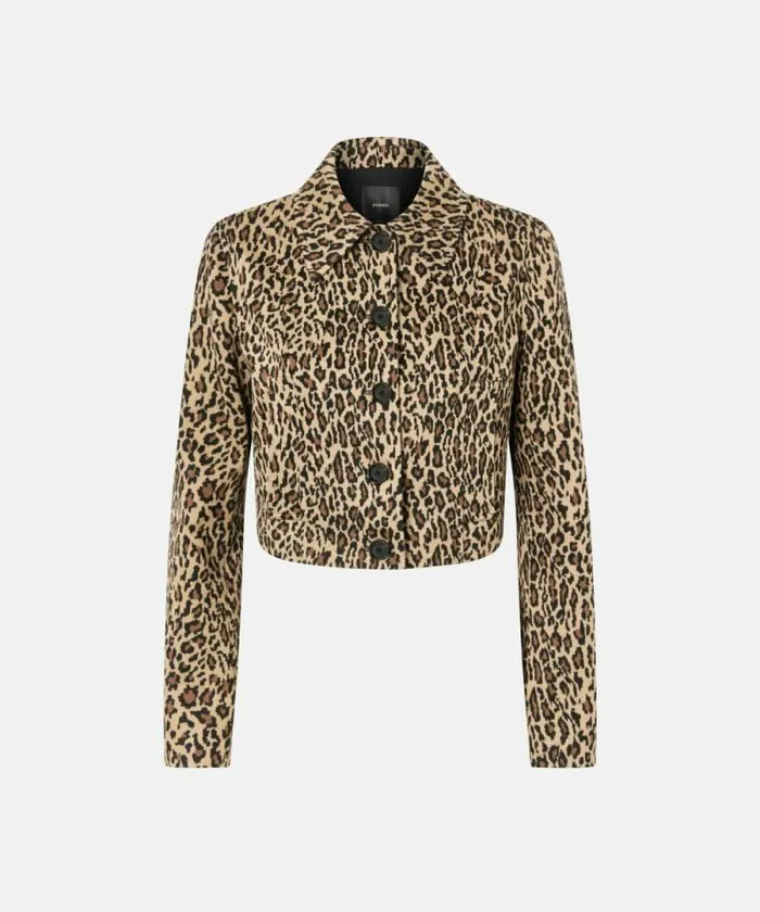 Women Jackets Pinko Short Leopardprint Jacket With Pockets Multi Beigeblack Women Jackets Pinko Short Leopardprint Jacket With Pockets Multi Beigeblack