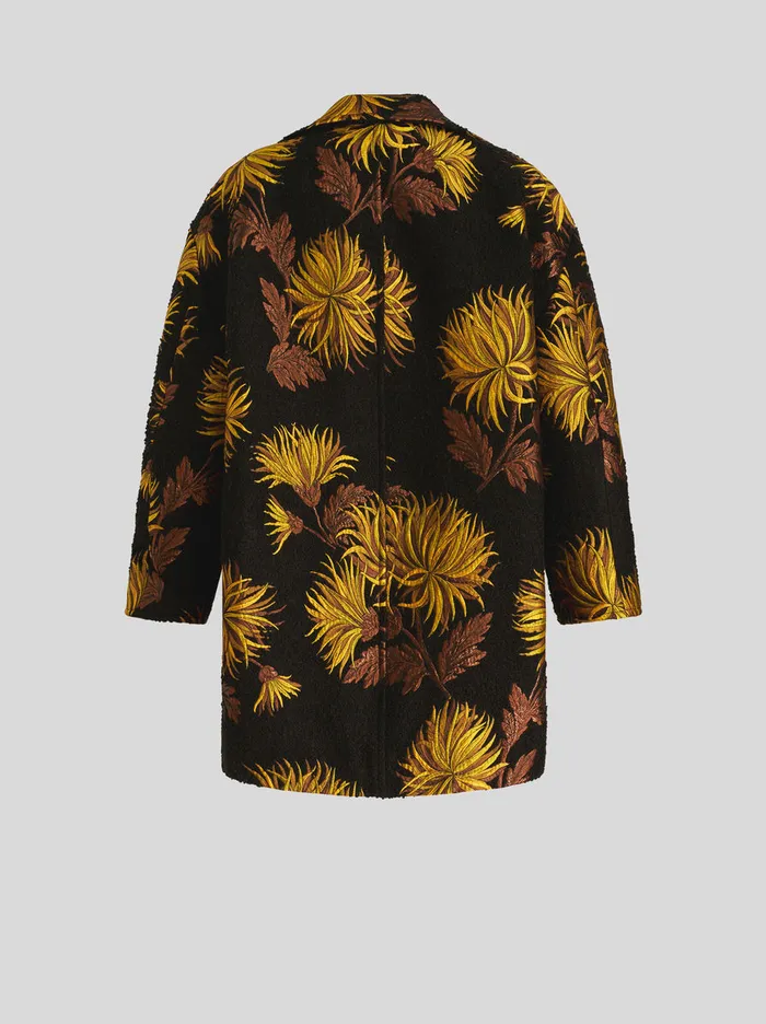 Women Jacquard Coat With Dahlias Etro Coats And Outerwear