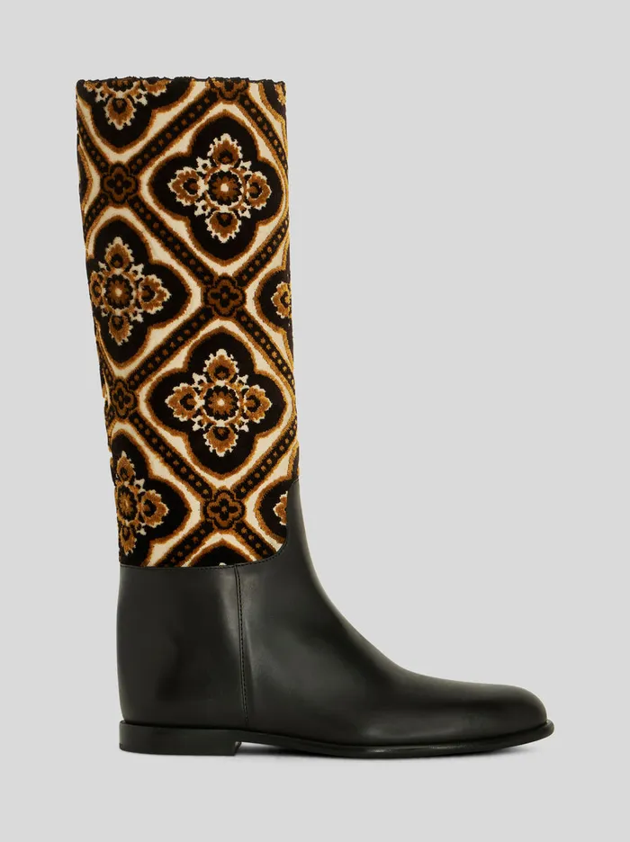 Women Jacquard Fabric Riding Boots Etro Boots And Ankle Boots
