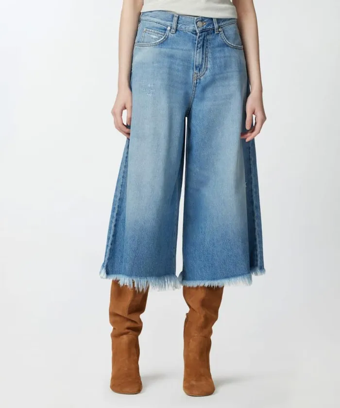 Women Jeans Pinko Wide Bermuda Jeans In Soft Denim Medium Light Wash Women Jeans Pinko Wide Bermuda Jeans In Soft Denim Medium Light Wash