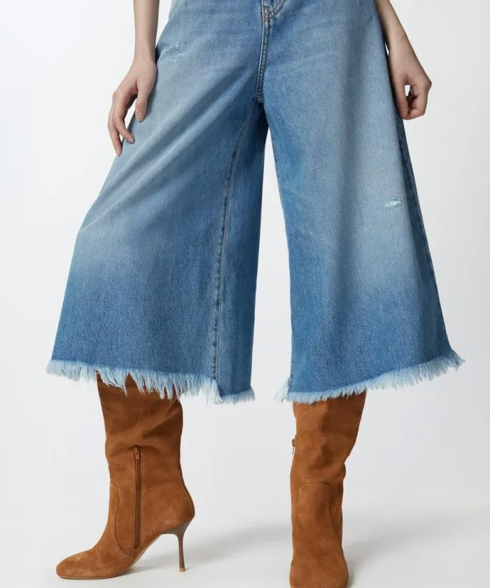 Women Jeans Pinko Wide Bermuda Jeans In Soft Denim Medium Light Wash Women Jeans Pinko Wide Bermuda Jeans In Soft Denim Medium Light Wash