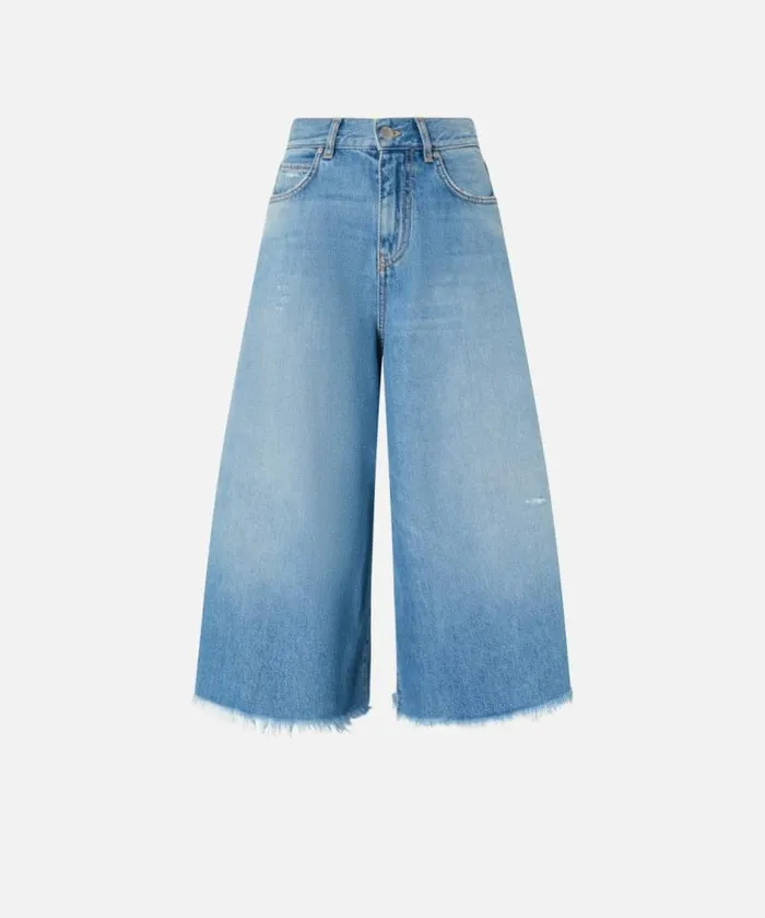 Women Jeans Pinko Wide Bermuda Jeans In Soft Denim Medium Light Wash Women Jeans Pinko Wide Bermuda Jeans In Soft Denim Medium Light Wash