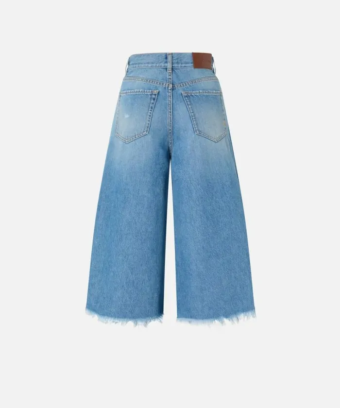 Women Jeans Pinko Wide Bermuda Jeans In Soft Denim Medium Light Wash Women Jeans Pinko Wide Bermuda Jeans In Soft Denim Medium Light Wash