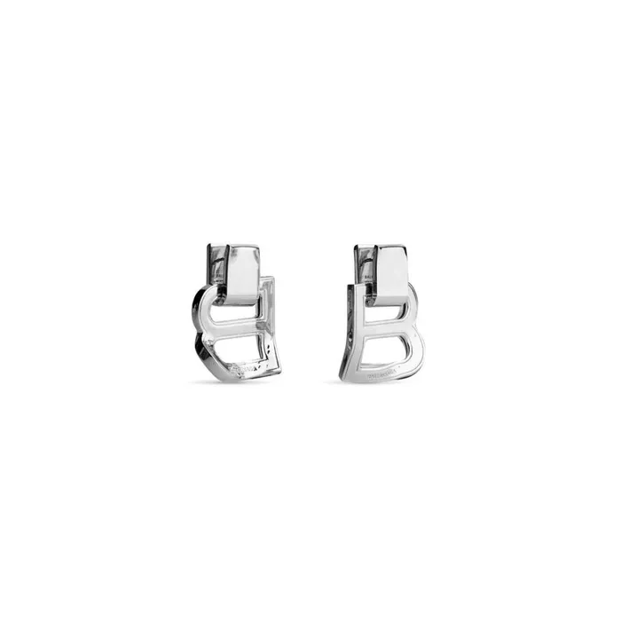 Women Jewellery Balenciaga Hourglass Crash M Earrings In Silver