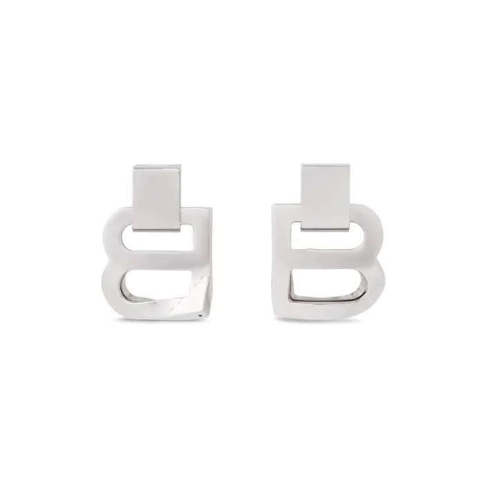 Women Jewellery Balenciaga Hourglass Crash M Earrings In Silver