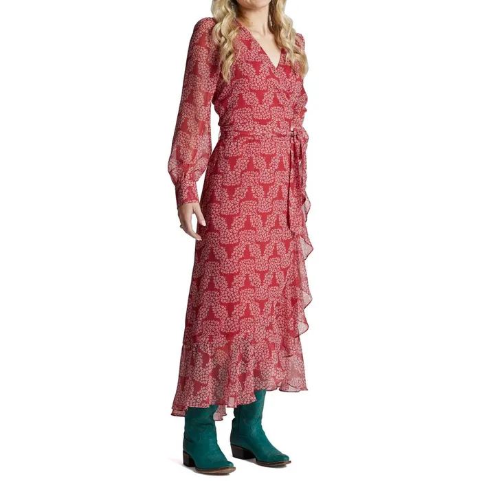 WOMEN Justin Wrap Maxi Dress Red Justin Boots Dresses and Skirts