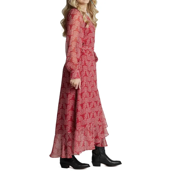 WOMEN Justin Wrap Maxi Dress Red Justin Boots Dresses and Skirts