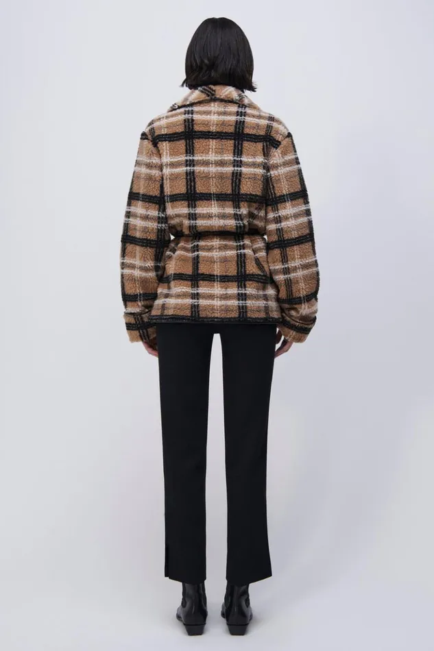 Women Kimia Jacket Camel Plaid Jonathan Simkhai Jackets and Coats