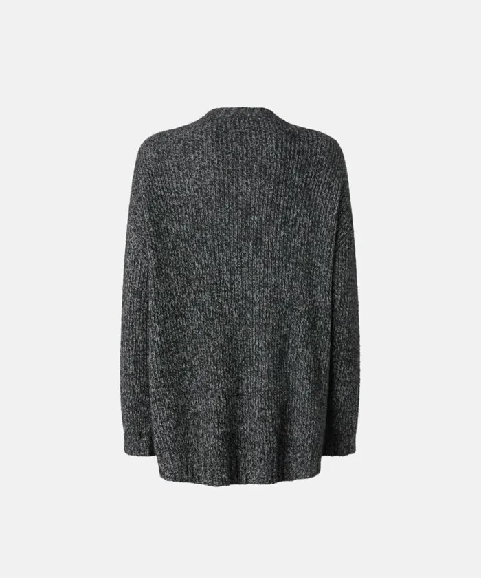 Women Knitwear Pinko Alpacablend Ribbed Cardigan With Vneck Greyblackwhite