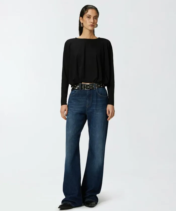 Women Knitwear Pinko Draped Flowing Jersey Sweater Limo Black