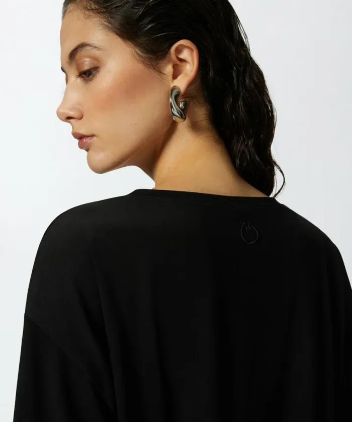 Women Knitwear Pinko Draped Flowing Jersey Sweater Limo Black