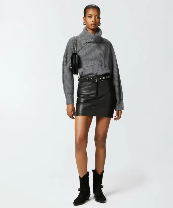 Women Knitwear Pinko Fine Wool And Cashmere Turtleneck Jumper Folklore Grey Women Knitwear Pinko Fine Wool And Cashmere Turtleneck Jumper Folklore Grey